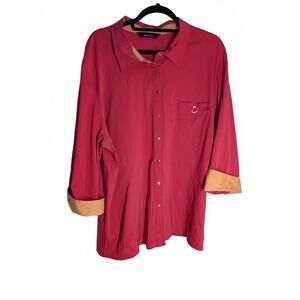 Penningtons Women's Coral Button-Up Blouse with Contrast Cuffs size 24